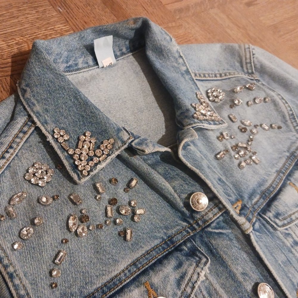 &denim denim jacket with jewels studs size 38